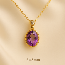 Gold-plated silver necklace with real amethyst and white quartz