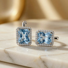 Handmade Sterling Silver Aquamarine Statement Earrings | Large Blue Halo Drop Earrings | Exclusive Curación Holistica Luxury Jewelry 5.7g