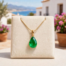 Exquisito Collar de Lágrima de Esmeralda Nano de Edición Limitada en Plata de Ley sin Níquel Chapada en Oro de 18K – Joyería Artesanal Española por Curación Holística | Colgante de Sanación Holística