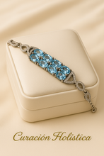 Handmade Aquamarine & Sterling Silver Bracelet with White Quartz | Exclusive Curación Holística Jewelry - Curacíon Holística