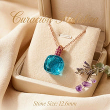 Statement Blue Topaz & Ruby Pendant Necklace in Bronze Sterling Silver – Boho Luxe Heirloom with Healing Gemstones