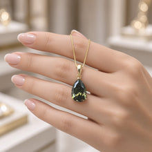 Elegant Peridot (Olivine) Teardrop Necklace – Sterling Silver 18K Gold Plated | Hypoallergenic Statement Piece | Limited Spanish Craftsmanship