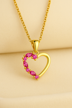 .	Handmade Ruby Rose Heart Necklace Gold-Plated Sterling Silver