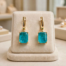 Handmade Paraiba Tourmaline Statement Earrings | Sterling Silver 18K Gold Plated Hypoallergenic | Spanish Artisan Limited Edition