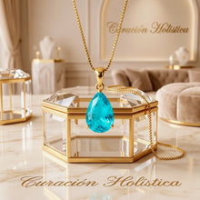 Collar de gota de turmalina paraiba hecho a mano | Plata de ley chapada en oro de 18 quilates | Colgante llamativo sin níquel | Artesanía española de curación holística