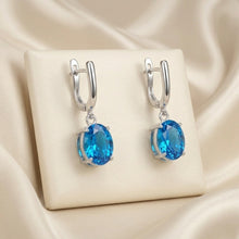 Royal Blue Topaz Dangle Earrings 925 Sterling Silver Handcrafted in Spain