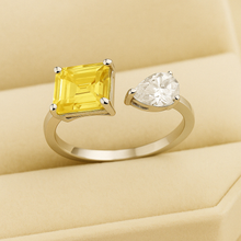 Adjustable Citrine and White Quartz Statement Ring in Sterling Silver – Handmade Exclusivity by Curación Holística - Curacíon Holística
