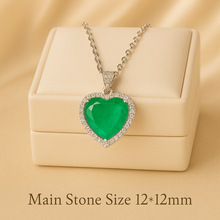 12mm green emerald necklace with white quartz halo