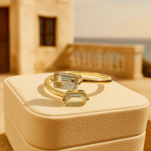 Celestial Calm: Natural Aquamarine Adjustable Ring in Gold-Plated Sterling Silver – Handmade Statement of Elegance & Healing” - Curacíon Holística