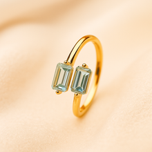 Celestial Calm: Natural Aquamarine Adjustable Ring in Gold-Plated Sterling Silver – Handmade Statement of Elegance & Healing” - Curacíon Holística