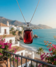 Handmade Tibetan Ruby Necklace 925 Silver – Phoenix & Lotus Symbol Back – Spiritual Protection, One of a Kind, Artisan Jewelry