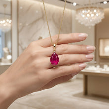 Ruby Rose Teardrop Necklace - Handmade 18K Gold Plated Sterling Silver | Exclusive Limited Edition Curación Holistica Spanish Statement Jewelry | Ruby Pendant for Women