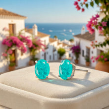 Exclusive Handmade Paraiba Tourmaline Stud Earrings 925 Sterling Silver | Luxury Statement Jewelry | Vibrant Blue Green Gemstone | Gift for Her | Free Shipping