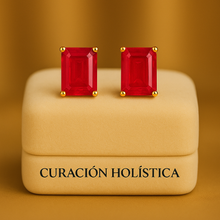 Ruby Rose Stud Earrings | Boho Statement Jewelry | Sterling Silver Gold Plated | Healing Gemstone | Exclusive Design - Curacíon Holística