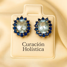 Natural Aquamarine and Blue Sapphire Stud Earrings in Sterling Silver | Handmade Statement Jewelry | 925 Silver | Curación Holística - Curacíon Holística