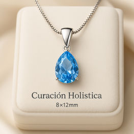 Elegant Aquamarine Crystal Pendant on Satin Background