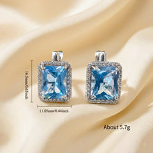 Handmade Sterling Silver Aquamarine Statement Earrings | Large Blue Halo Drop Earrings | Exclusive Curación Holistica Luxury Jewelry 5.7g