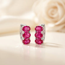 Handmade Ruby Rose Hoop Earrings Sterling Silver 925 | Statement Ruby Earrings Spanish Craftsmanship Curación Holística