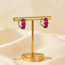 Handmade Ruby Rose Hoop Earrings Sterling Silver 925 | Statement Ruby Earrings Spanish Craftsmanship Curación Holística