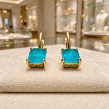 Handmade Paraiba Tourmaline Statement Earrings | Sterling Silver 18K Gold Plated Hypoallergenic | Spanish Artisan Limited Edition