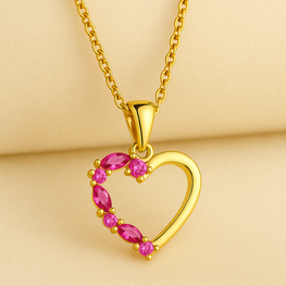 Handmade Ruby Rose Heart Necklace – 18K Gold-Plated Sterling Silver – Exclusive Design by Curación Holística