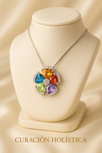 Radiance in Bloom” – Handmade Multicolor Gemstone Flower Necklace in Sterling Silver | Exclusive Statement Jewelry - Curacíon Holística