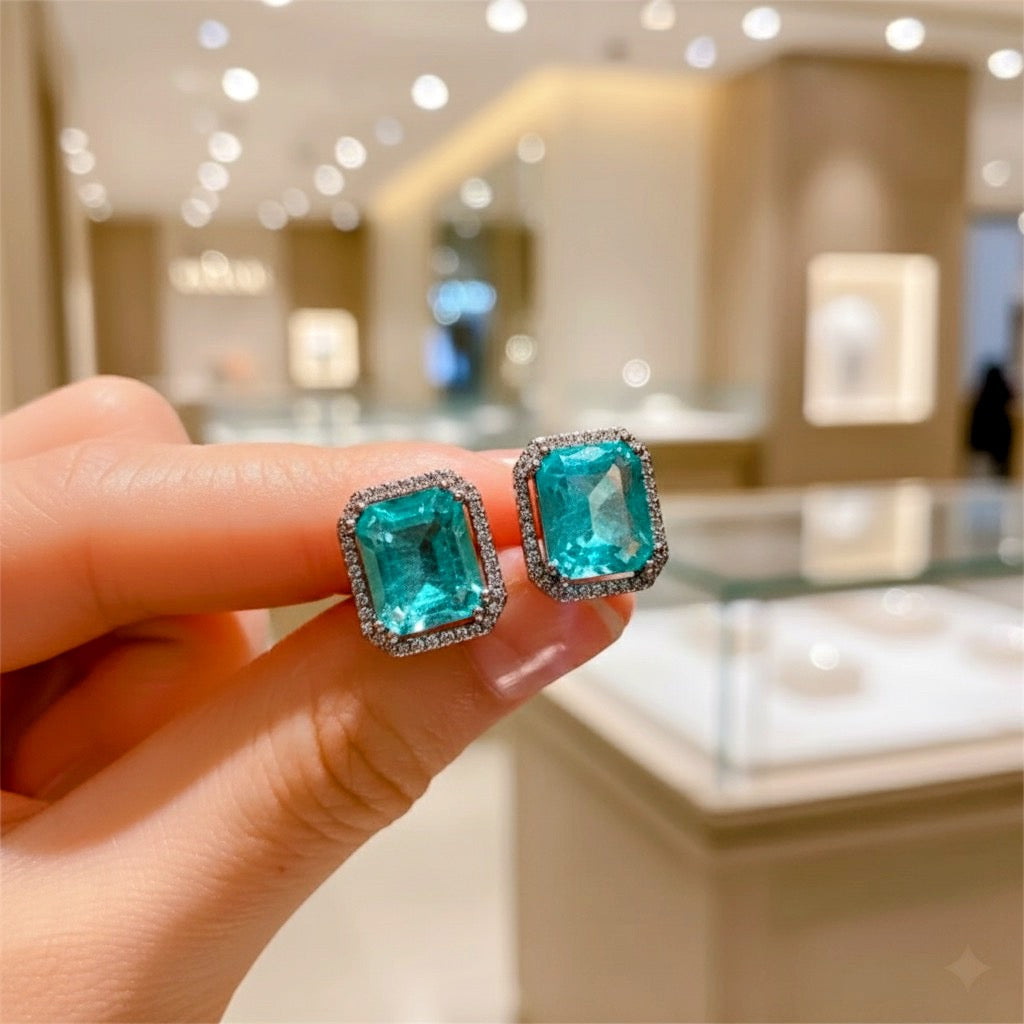 Oceanic Glow: Handcrafted Paraiba Tourmaline Earrings