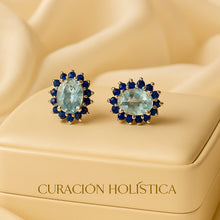Natural Aquamarine and Blue Sapphire Stud Earrings in Sterling Silver | Handmade Statement Jewelry | 925 Silver | Curación Holística - Curacíon Holística