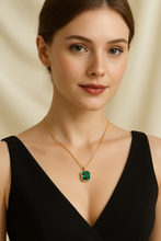 Handmade Nano Emerald Pendant Necklace – 18K Gold-Plated Sterling Silver – Exclusive Design by Curación Holístic - Curacíon Holística