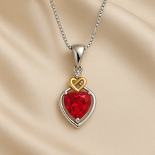 Luxury Red Ruby Necklace with Gold Heart Accent