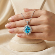 Exclusive Blue Topaz & White Quartz Sterling Silver Necklace | Handmade Limited Edition Statement Pendant by Curación Holistica | Spanish Craftsmanship 925 Silver Jewelry