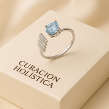 “Luxury Boho Modern Aquamarine Adjustable Ring Exclusive to Curación Holística”