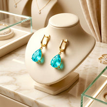 Pendientes de gota de turmalina Paraiba exclusivos de edición limitada • Plata de ley bañada en oro de 18K • Artesanía española hecha a mano por Curación Holística
