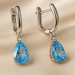 Aquamarine gemstone dangle earrings