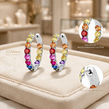 Rainbow Chakra Bliss Hoops – Handmade Spanish Sterling Silver Multi-Gemstone Earrings with Holistic Healing Energy