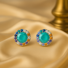 Handmade Paraiba Tourmaline Multi Gemstone Stud Earrings