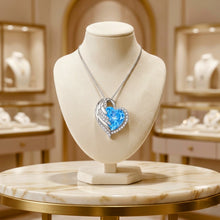 Guardian Angel Blue Topaz Heart Necklace | Handmade Sterling Silver 925 Angel Wings Statement Pendant | Limited Edition Curación Holistica Spanish Jewelry