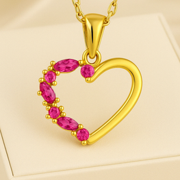 Elegant Handmade Ruby Heart Necklace for Women