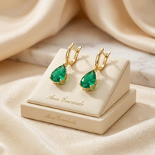 Juego de Collar y Pendientes de Lágrima Nano Esmeralda | Plata de Ley Chapada en Oro de 18k Hecho a Mano | Serie Lágrima Edición Limitada Curación Holística