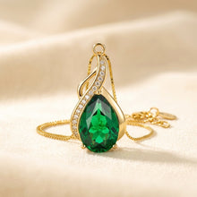 Exquisite Handmade 14K Gold Plated Nano Emerald Pear Pendant Necklace