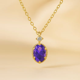 “Gold-plated sterling silver statement necklace with natural amethyst pendant”