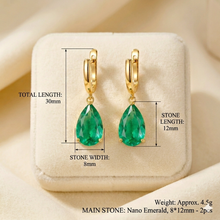 Exquisite Limited Edition Nano Emerald Teardrop Earrings – Handmade Spanish Statement Jewelry in 18K Gold Plated Nickel-Free Sterling Silver by Curación Holística