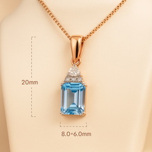 Curación Holística aquamarine rose gold pendant with size dimensions