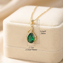 Exquisite Handmade 14K Gold Plated Nano Emerald Pear Pendant Necklace