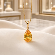 Collar Exclusivo Hecho a Mano con Citrino en Forma de Lágrima – Plata de Ley Bañada en Oro de 18K (Sin Níquel) Colgante Llamativo | Edición Limitada por Curación Holística