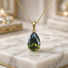 Elegant Peridot (Olivine) Teardrop Necklace – Sterling Silver 18K Gold Plated | Hypoallergenic Statement Piece | Limited Spanish Craftsmanship