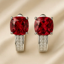 Handmade Ruby Rose Earrings with White Quartz Sterling Silver
