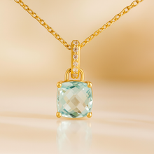 Sterling silver aquamarine necklace with white quartz accents
