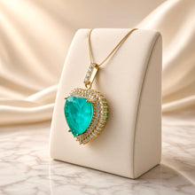 Collar Corazón de Turmalina Paraíba Hecho a Mano Exclusivo | Colgante llamativo de Plata de Ley Chapado en Oro de 20×20 mm | Serie Limitada Curación Holística