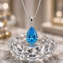 Exquisite Handmade Teardrop Blue Topaz Statement Necklace | 20×8mm Pear Sterling Silver, Hypoallergenic | Limited Edition Spanish Craftsmanship